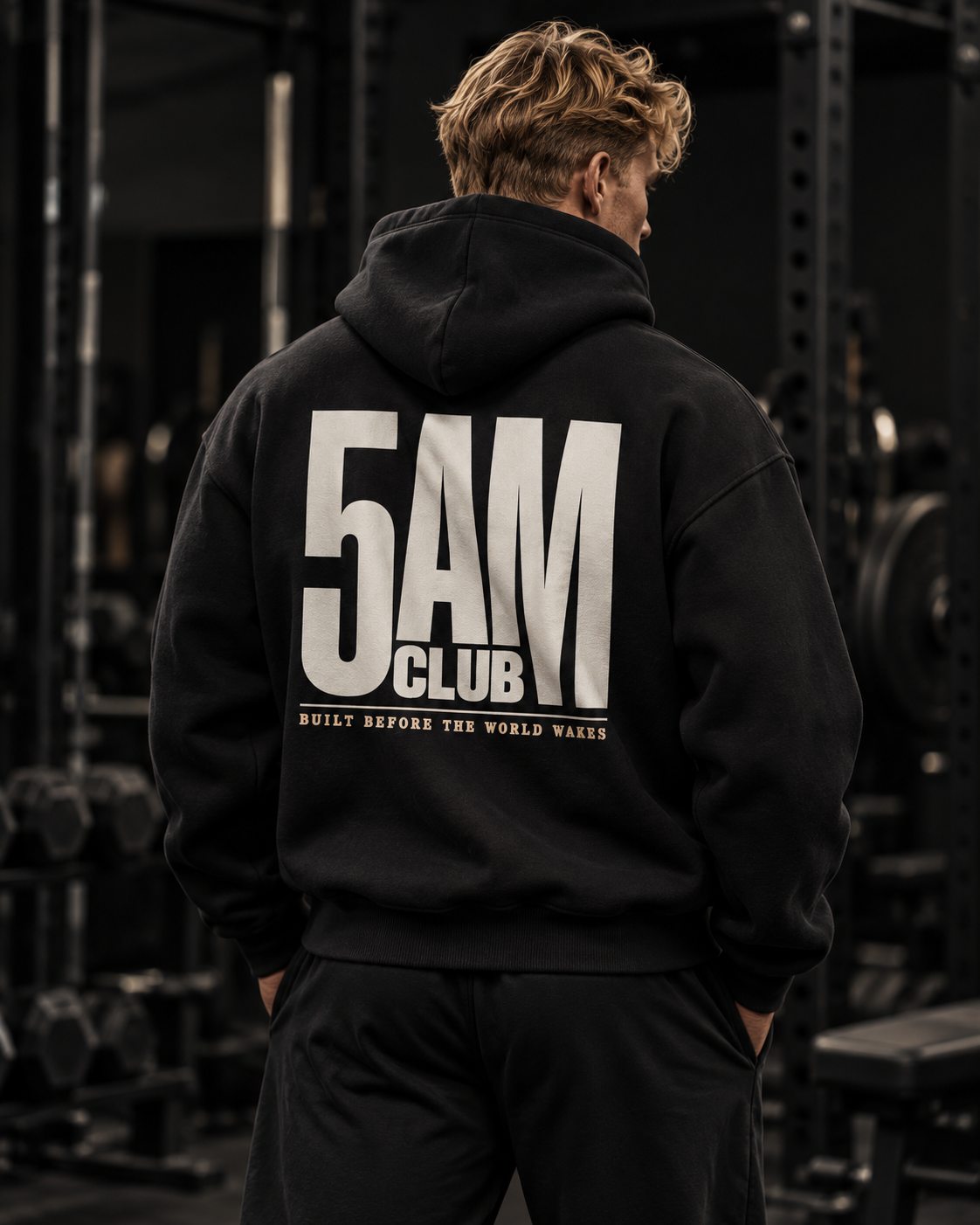 5 AM Club Oversized Hoodie Unisex mit Backprint – Bild 1 | Corpus Maximus