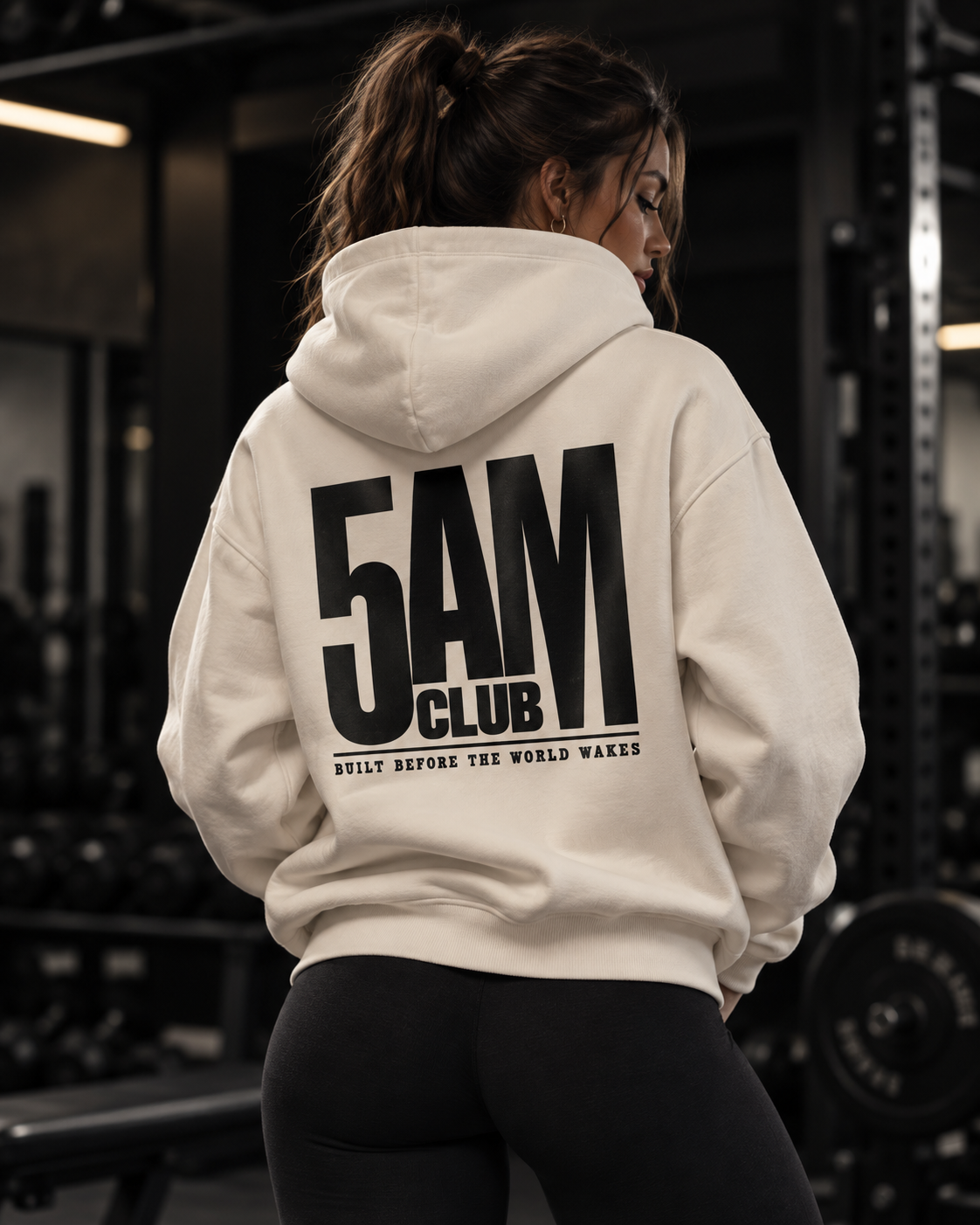 5 AM Club Oversized Hoodie Unisex mit Backprint – Bild 2 | Corpus Maximus