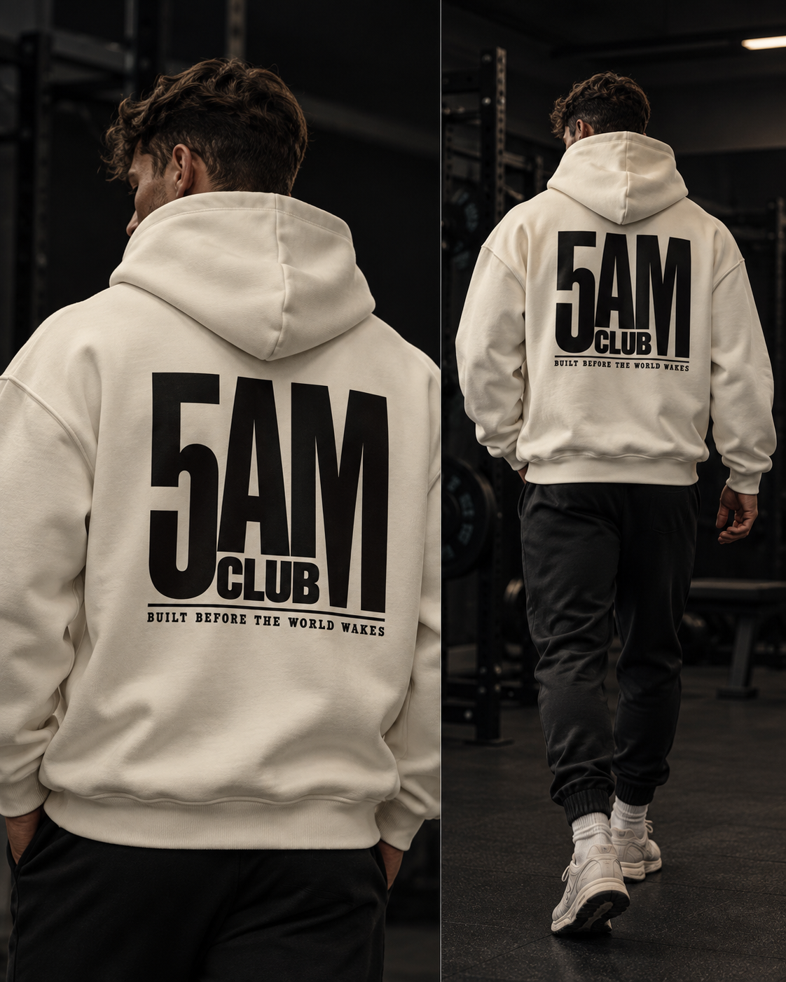 5 AM Club Oversized Hoodie Unisex mit Backprint – Bild 3 | Corpus Maximus
