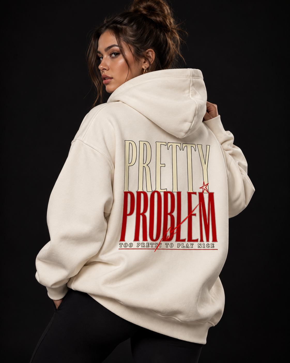 Pretty Problem Oversized Hoodie Unisex mit Backprint – Bild 1 | Corpus Maximus