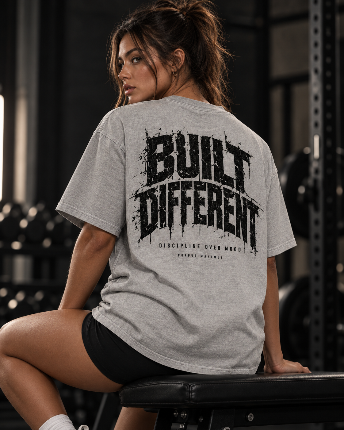 Built Different Oversized T-Shirt Unisex mit Backprint – Bild 4 | Corpus Maximus