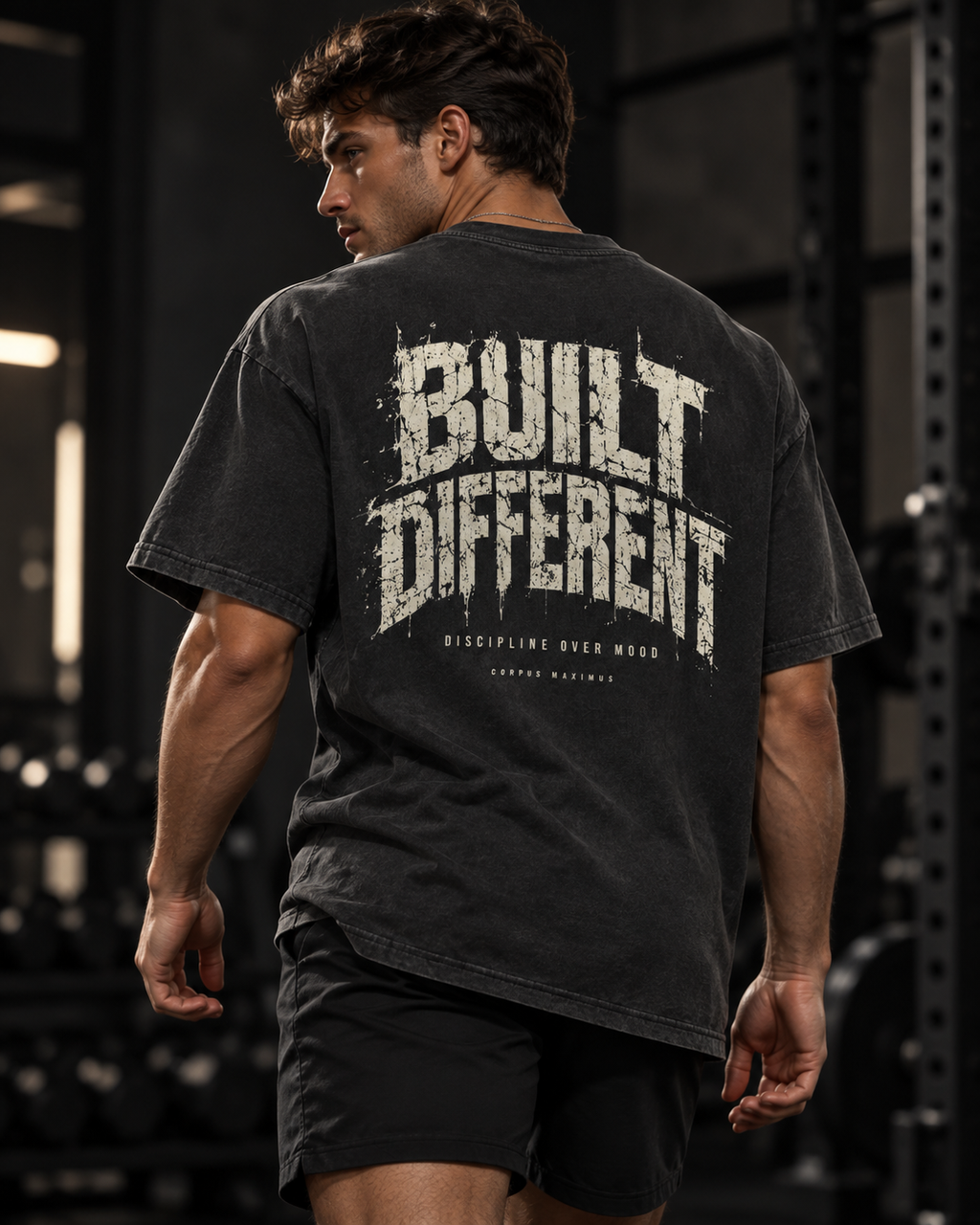 Built Different Oversized T-Shirt Unisex mit Backprint – Bild 1 | Corpus Maximus