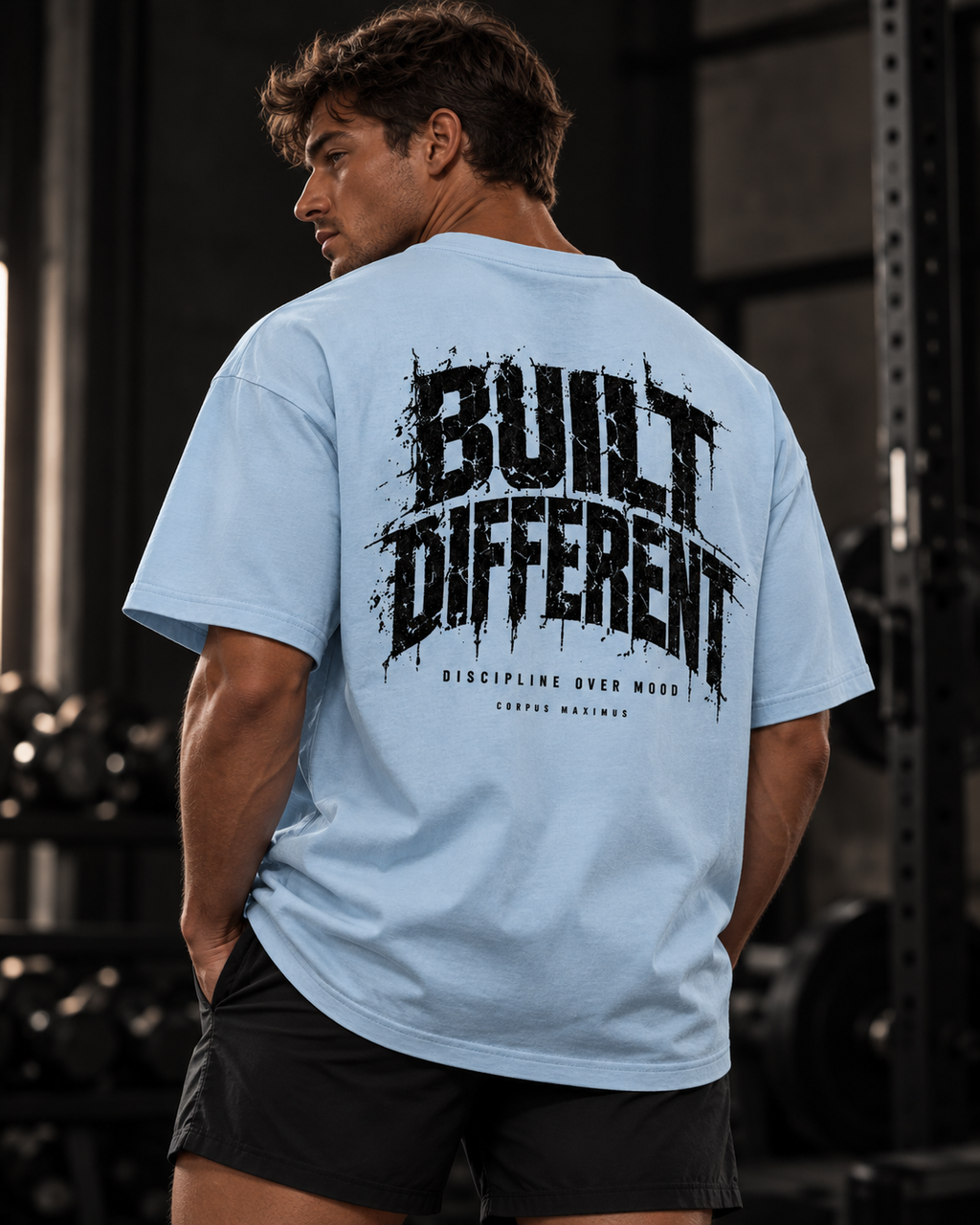 Built Different Oversized T-Shirt Unisex mit Backprint – Bild 6 | Corpus Maximus