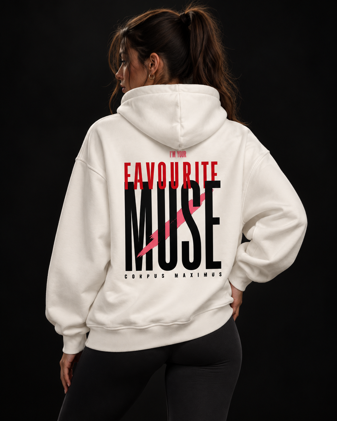 Favourite Muse Oversized Hoodie Unisex mit Backprint – Bild 3 | Corpus Maximus