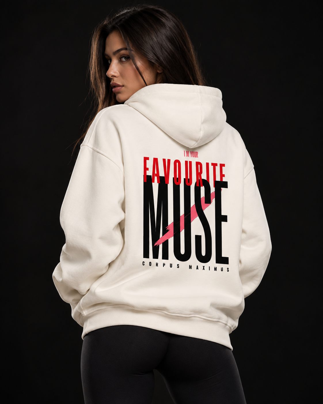 Favourite Muse Oversized Hoodie Unisex mit Backprint – Bild 1 | Corpus Maximus