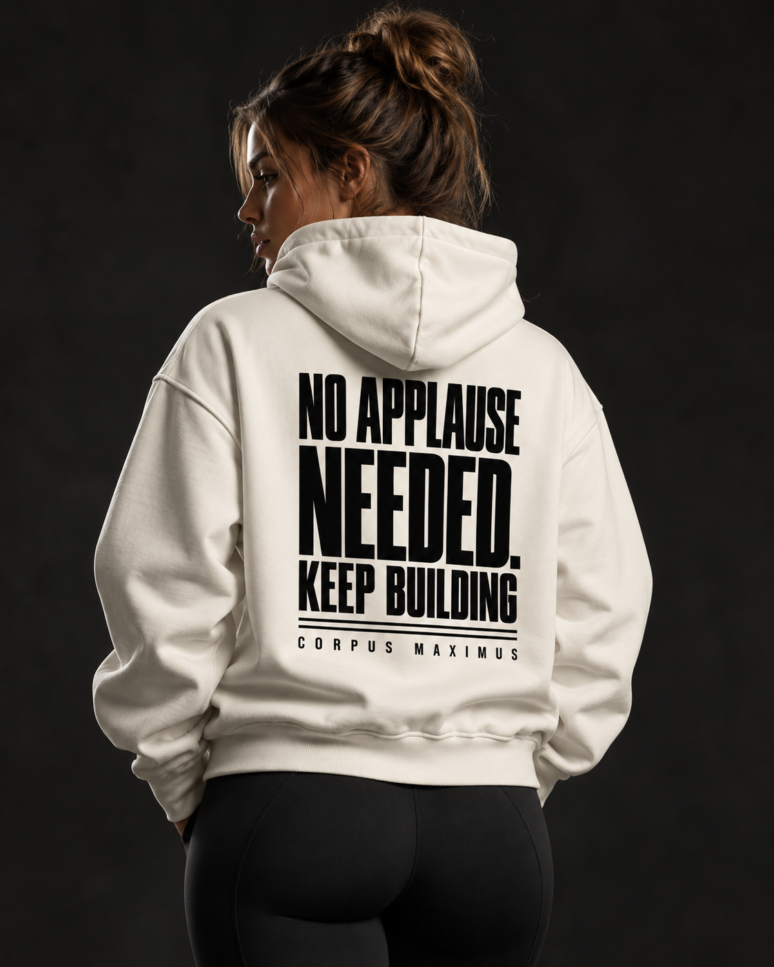 No Applause Needed Oversized Hoodie Unisex mit Backprint – Bild 2 | Corpus Maximus