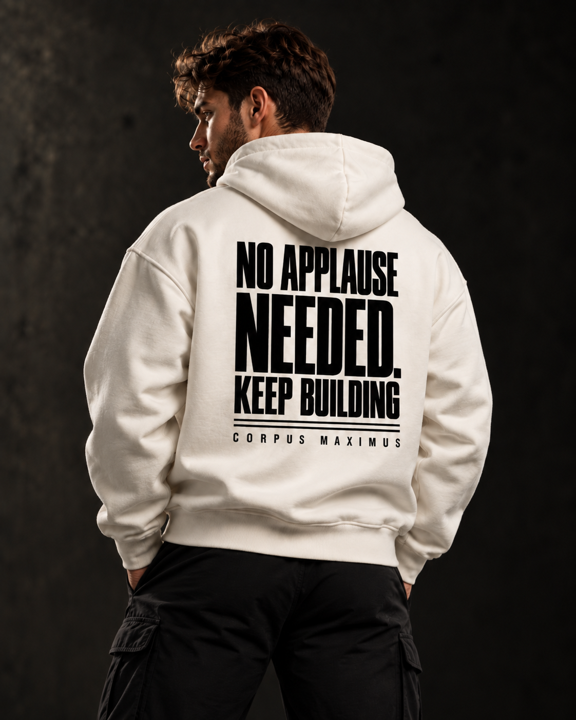 No Applause Needed Oversized Hoodie Unisex mit Backprint – Bild 3 | Corpus Maximus
