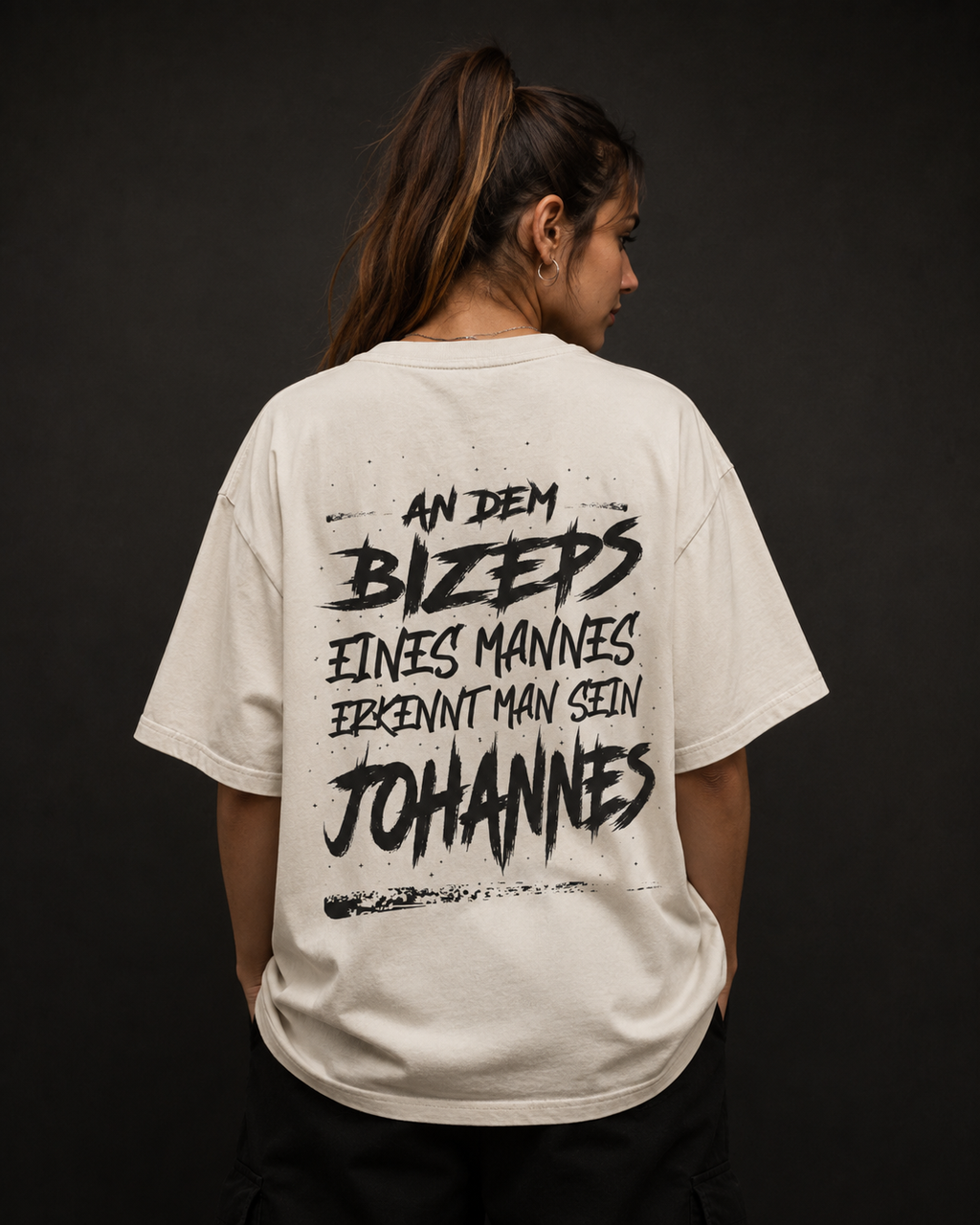 Johannes sein Bizeps Oversized Gym Tee mit Backprint – Corpus Maximus Gym Streetwear